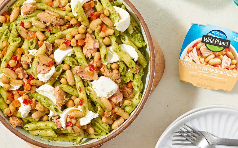 Photo of White Bean & Tuna Pesto Pasta Salad
