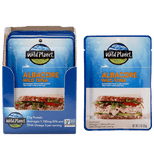 Albacore Wild Tuna Sustainable Pole & Line Caught, 100% Pure Tuna & Sea Salt in a Pouch, Front View and a set of 3 in a box with text "21 g Protein, Ave 1,100mg EPA and DHA Omega 3 per Serving, Non GMO Project Verified
